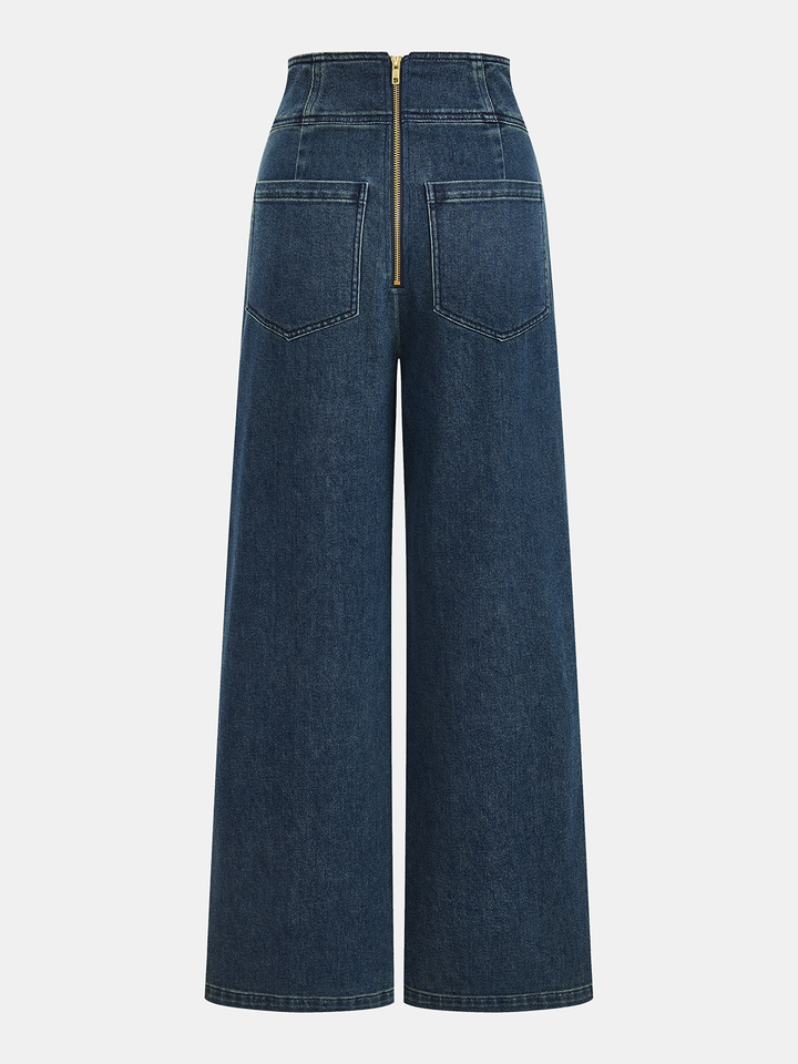 High-Waist Wide-Leg Denim Pants