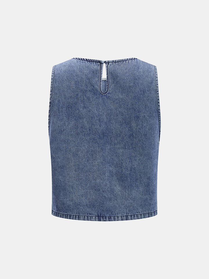Sleeveless Denim Top &amp; Drawstring Jeans Set