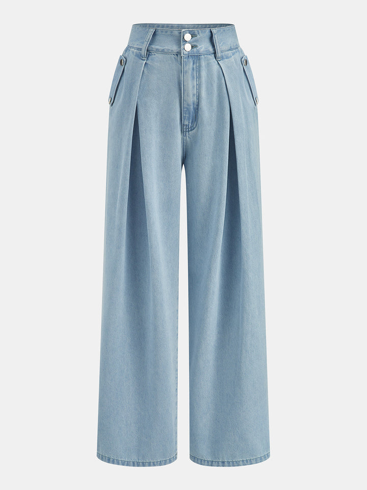 Sleeveless Crop Denim Top &amp; Pleated Pants Set