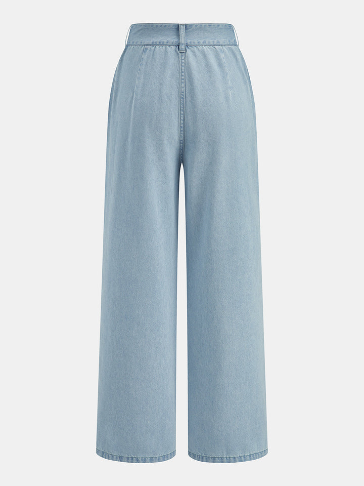 Sleeveless Crop Denim Top &amp; Pleated Pants Set