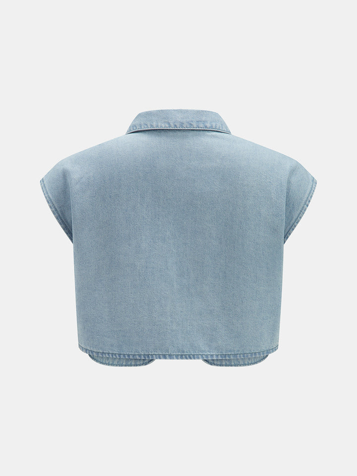 Sleeveless Crop Denim Top &amp; Pleated Pants Set