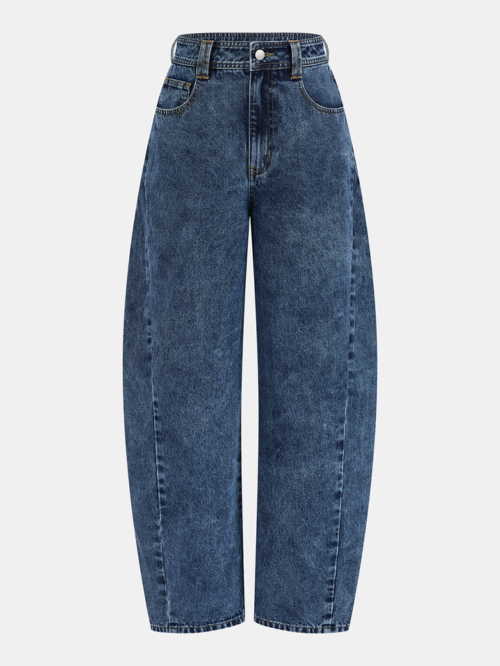 Mid-Waist Curved Leg Barrel Jeans