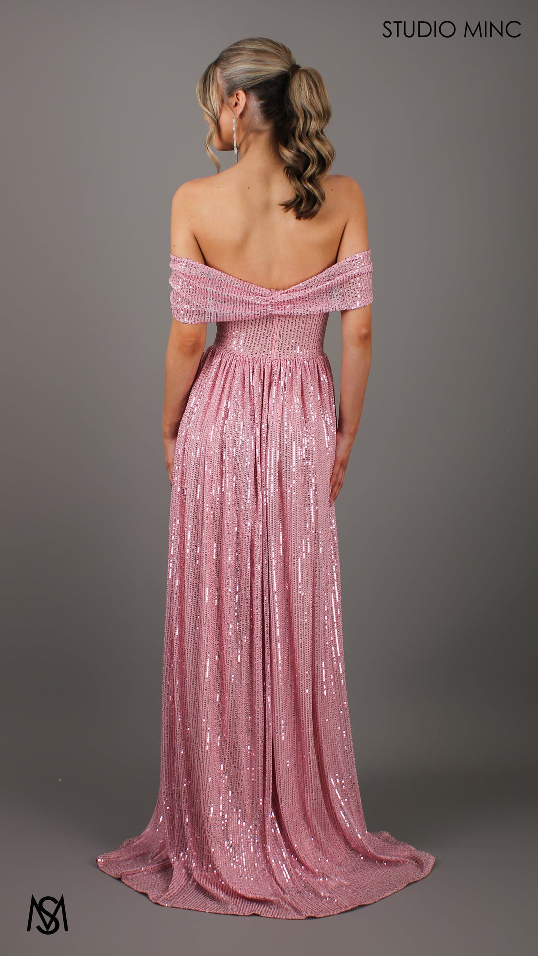 Crush - BLUSH PINK SEQUIN FORMAL DRESS WITH ARM DRAPES