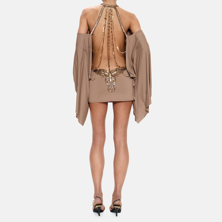 Behind My Back Embellished Mini Dress