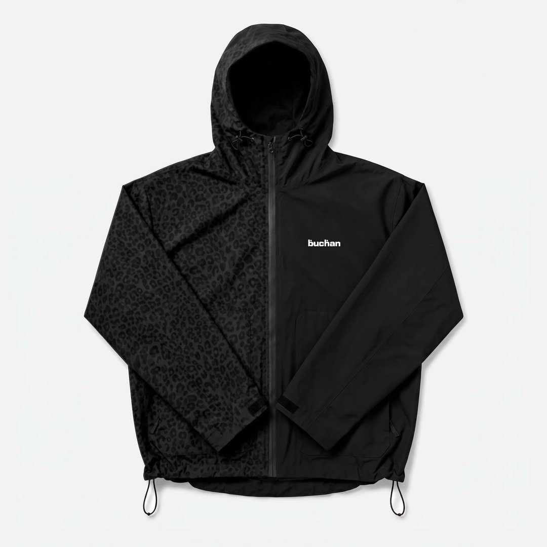 Water Reactive Cheetah Rain Jacket - Black