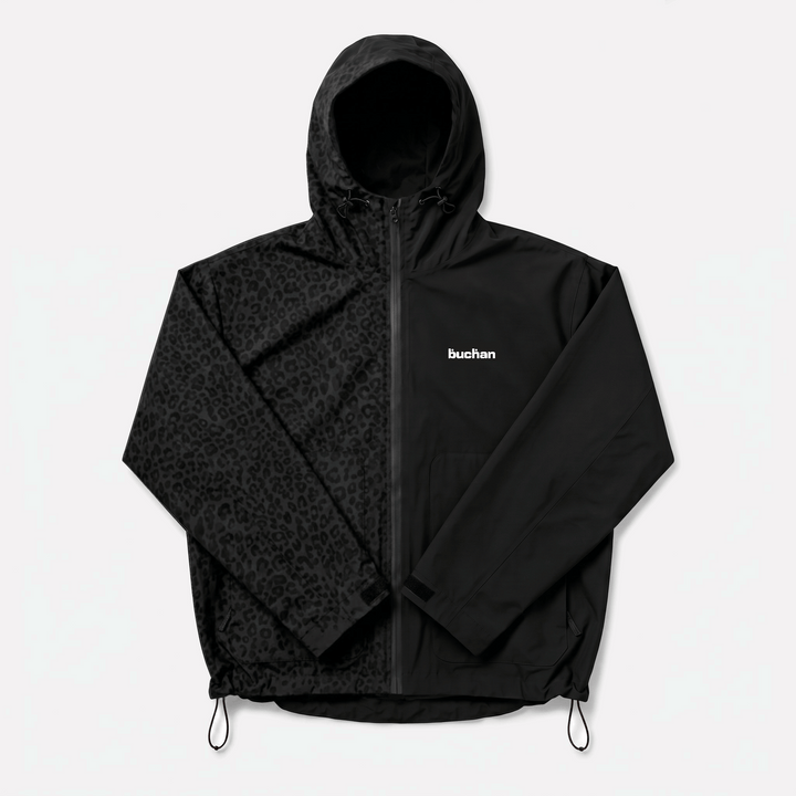 Water Reactive Cheetah Rain Jacket - Black