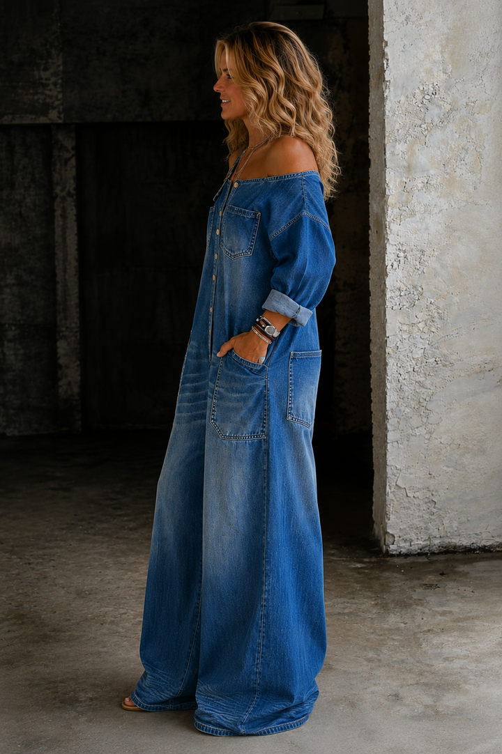 Lianne™ Off-Shoulder Denim Jumpsuit