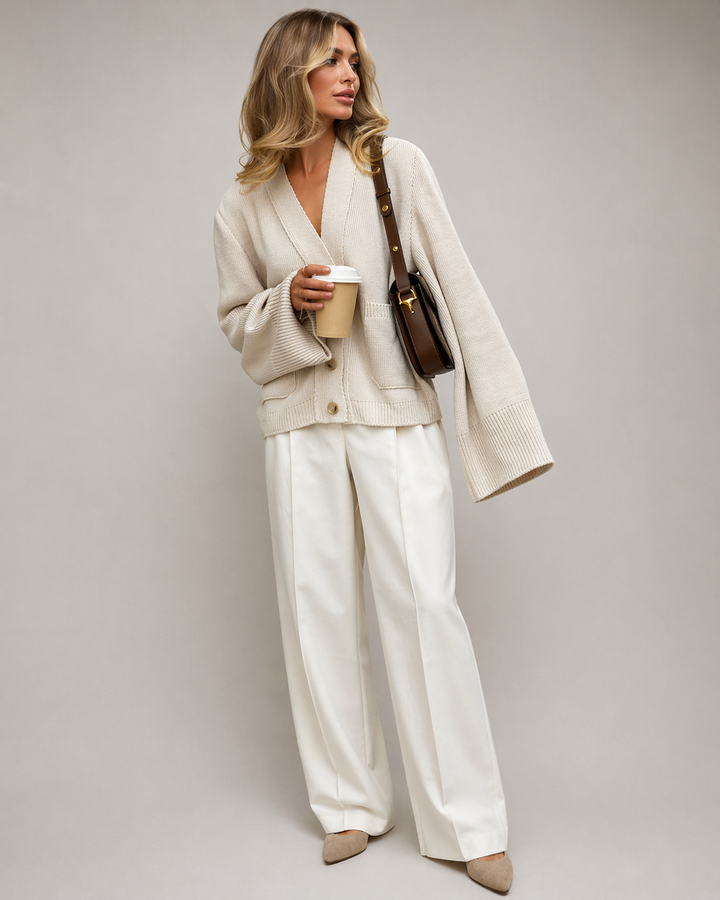 Marivelle | Relaxed Fit Knit Cardigan V-Neck Style
