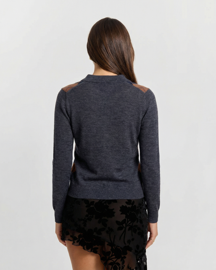 Lucette | Argyle Polo Knit Sweater