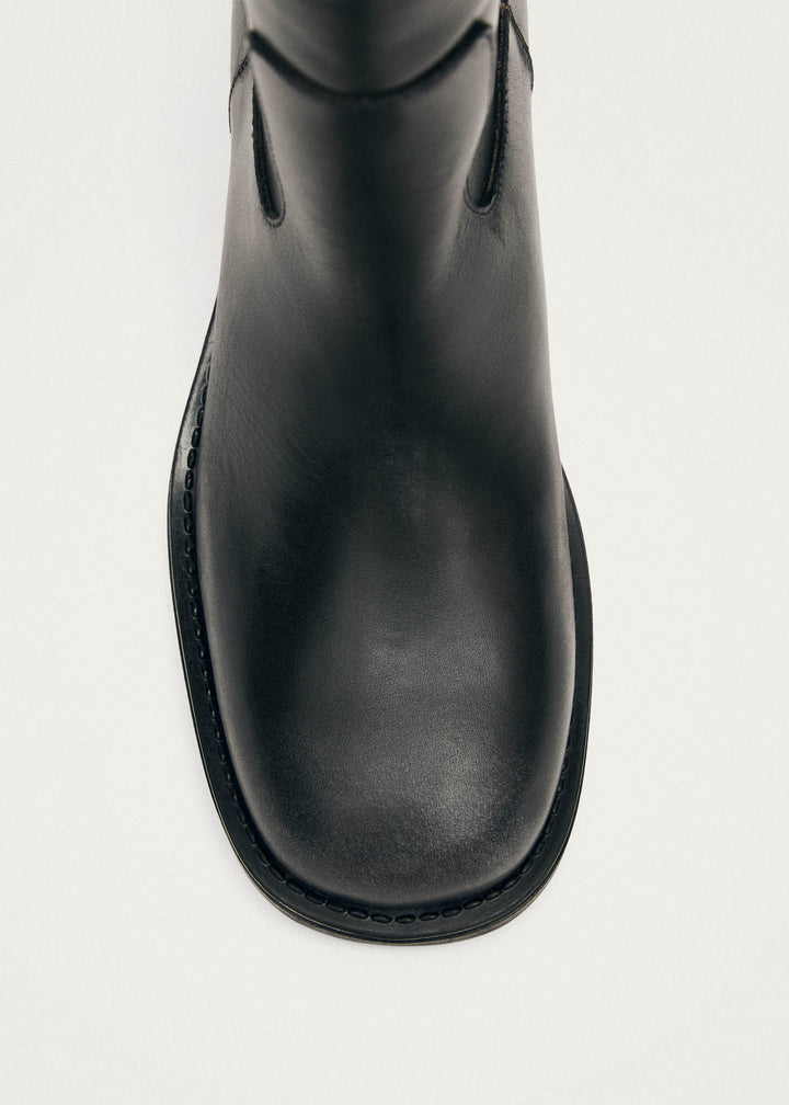 Sajan Vintage Effect Black Leather Boots
