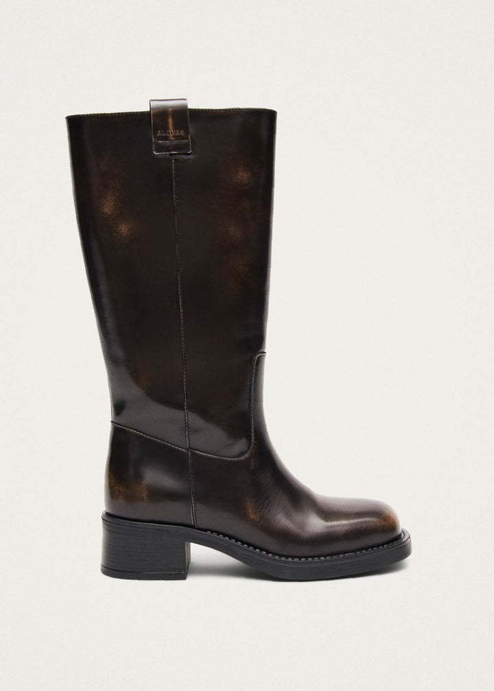 Sajan Vintage Effect Brown Leather Boots