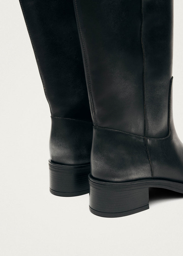 Sajan Vintage Effect Black Leather Boots