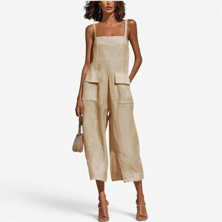 Elegant Wide-Leg Jumpsuit with Elbow-Length Sleeves for Effortless Style