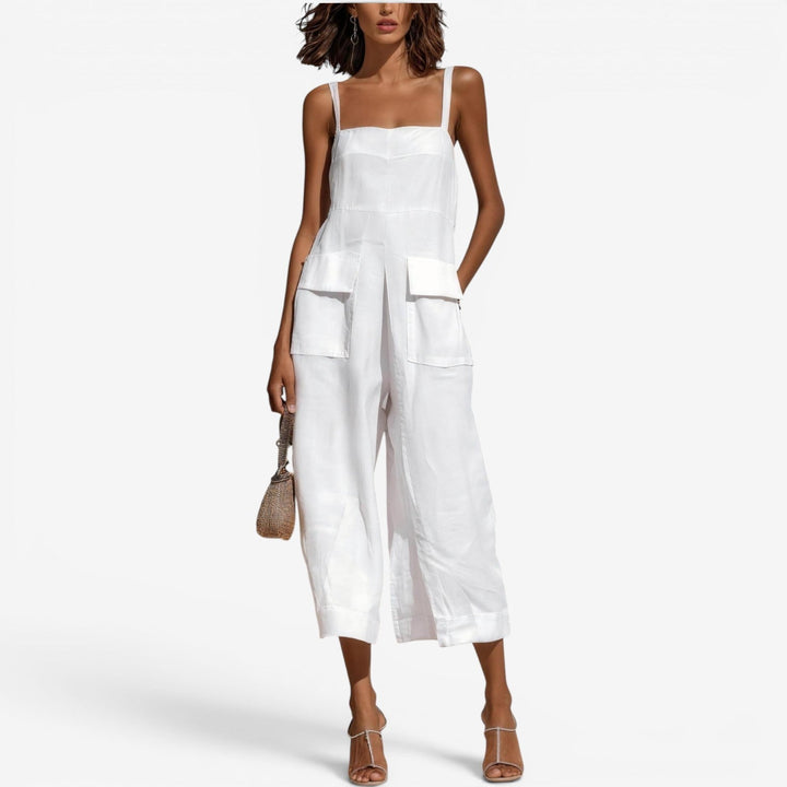 Elegant Wide-Leg Jumpsuit with Elbow-Length Sleeves for Effortless Style