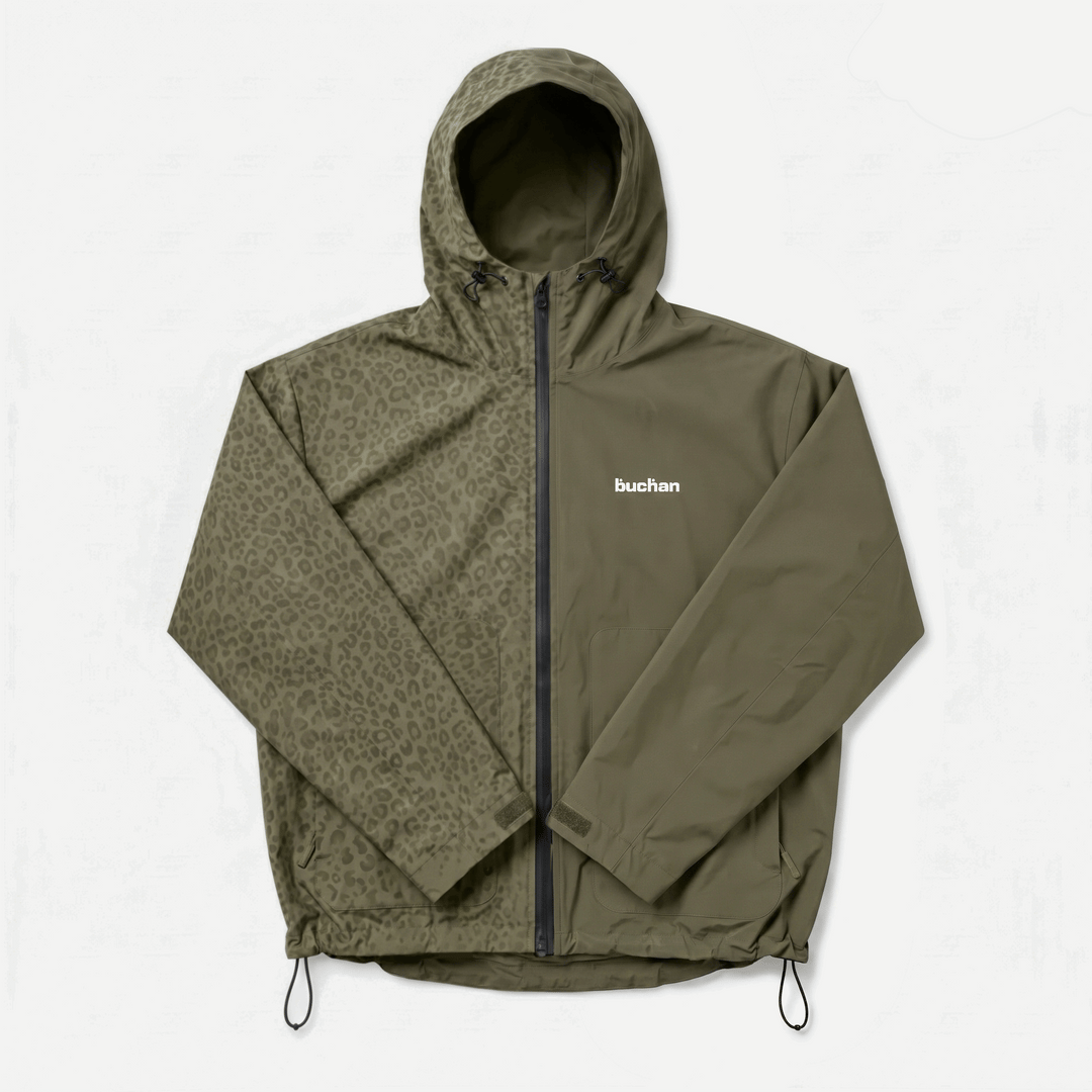 Water Reactive Cheetah Rain Jacket - Green