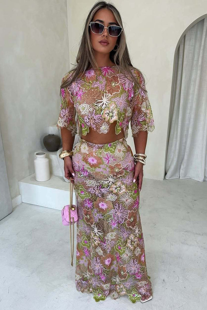 Roxanne | Sequin Embroidery Two-Piece Set