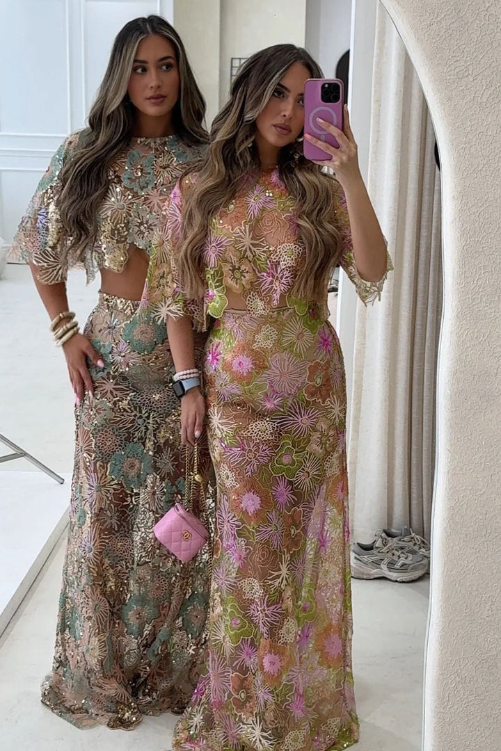Roxanne | Sequin Embroidery Two-Piece Set