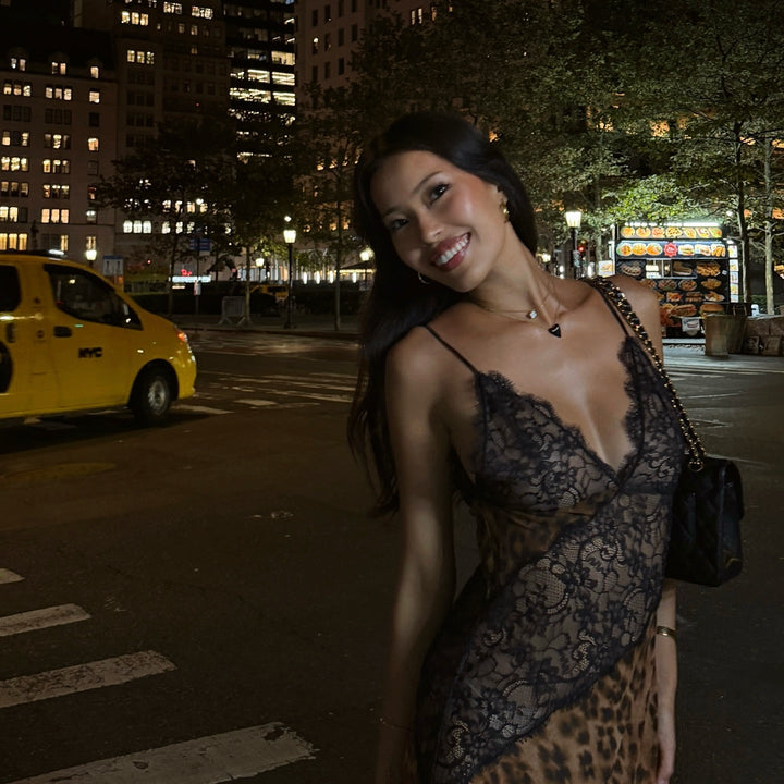 Hour To Shine Leopard Lace Panel Maxi Dress