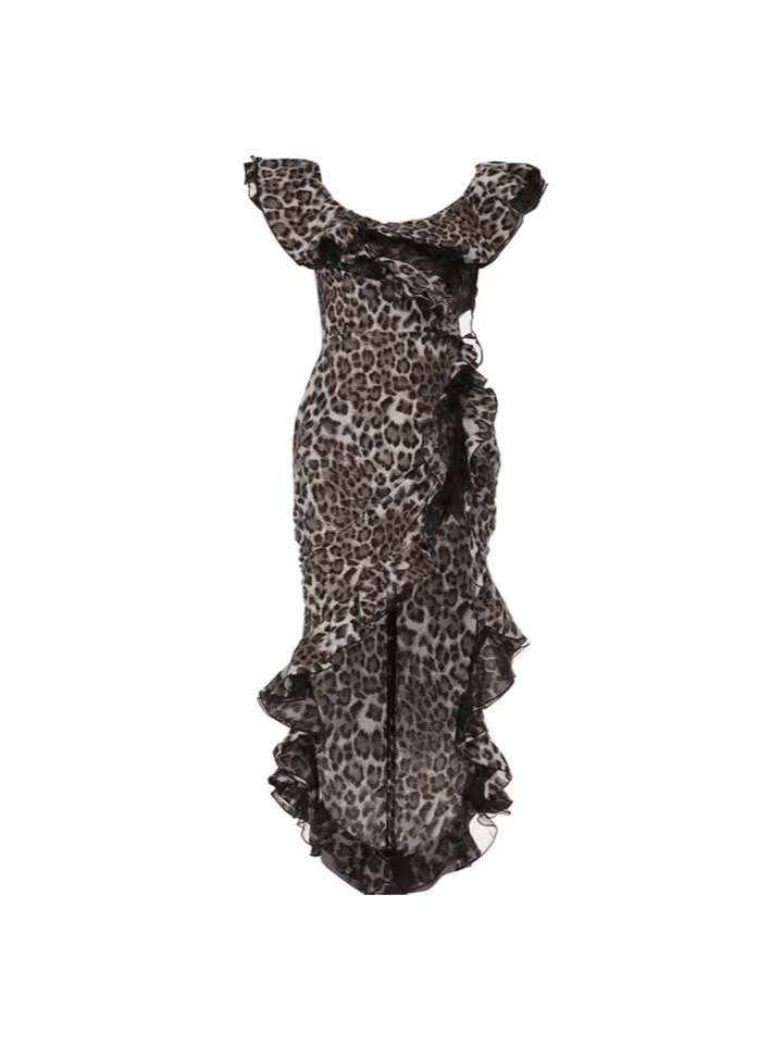 Chic Off-Shoulder Leopard Print Dress