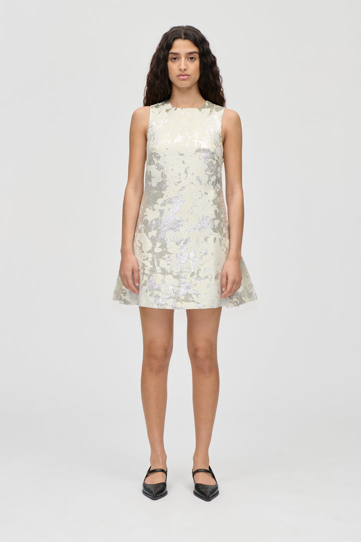 Kick Pleat Mini Dress - Lurex Garden