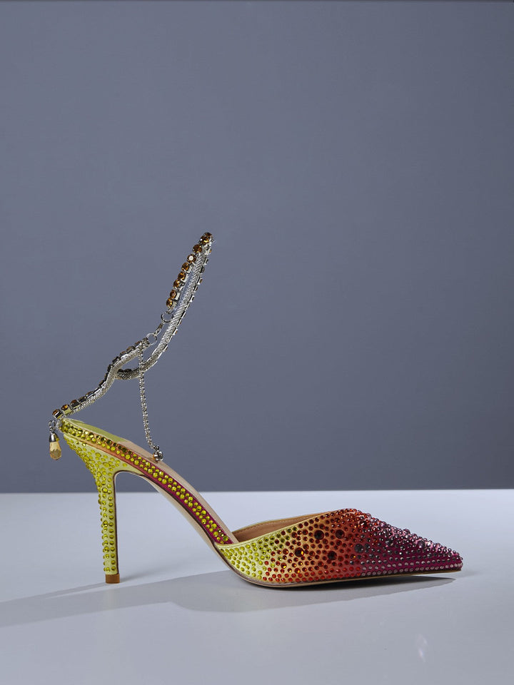 Lyre Fringe Crystal Heels