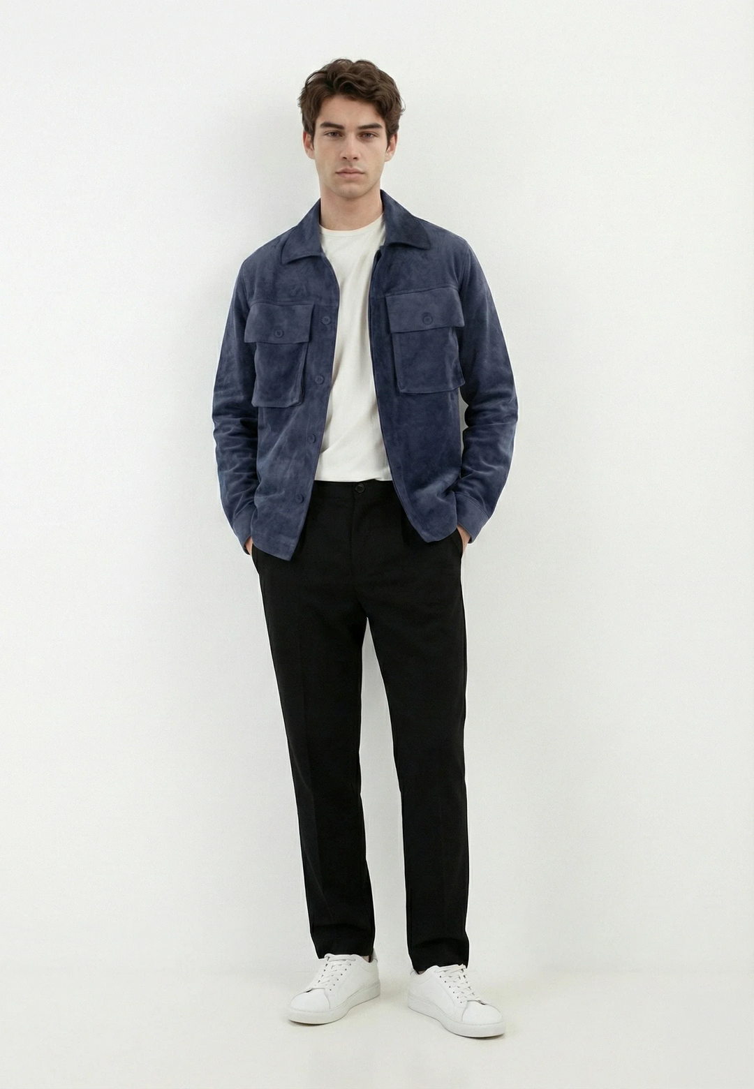 Nash vegan suede jacket - Navy