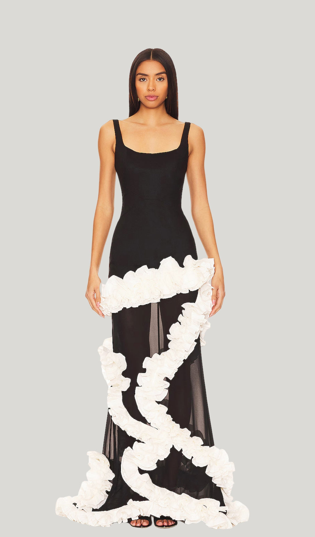 Wisteria Gown Maxi Dress In Black &amp; White