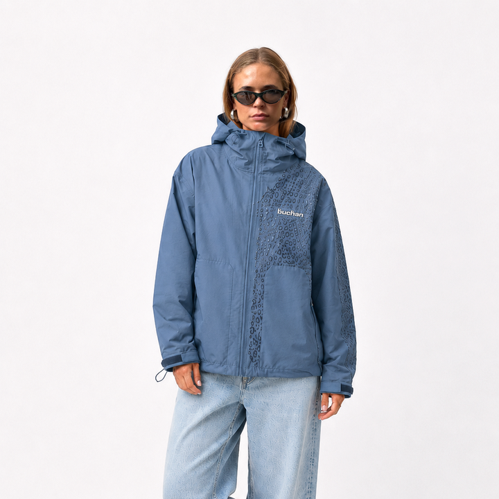 Water Reactive Cheetah Rain Jacket - Blue