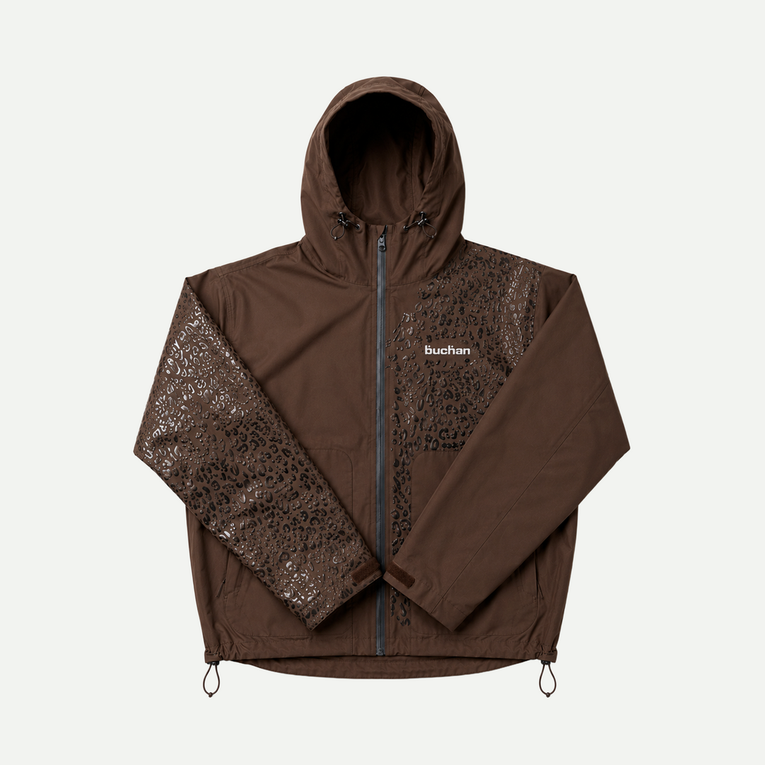 Water Reactive Cheetah Rain Jacket - Brown
