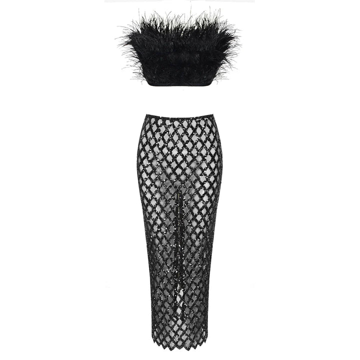 Feathered Elegance Two-Piece Party Set