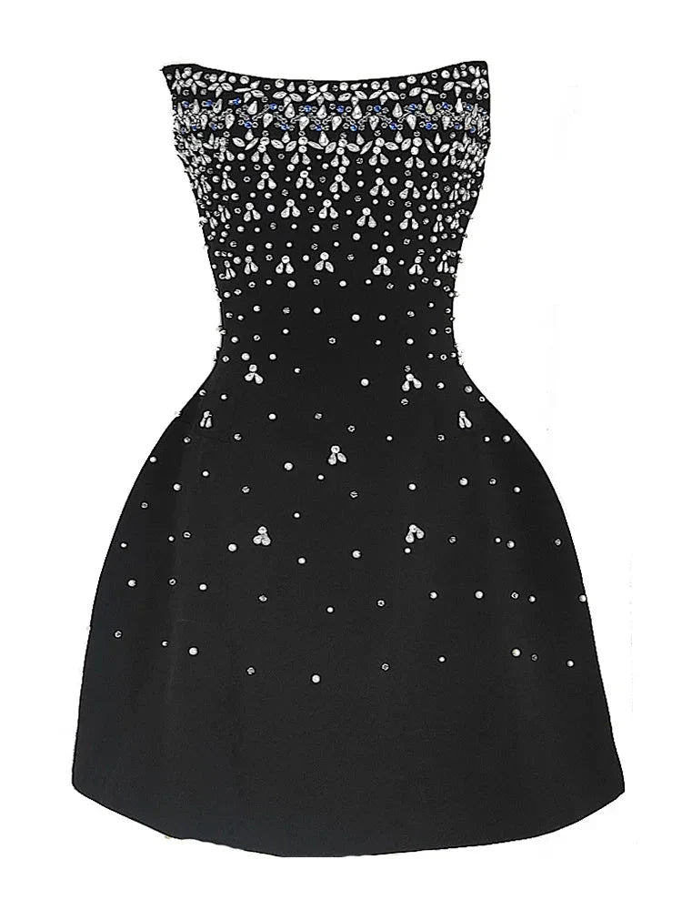 Parisian Glam Diamond-Spliced Mini Dress