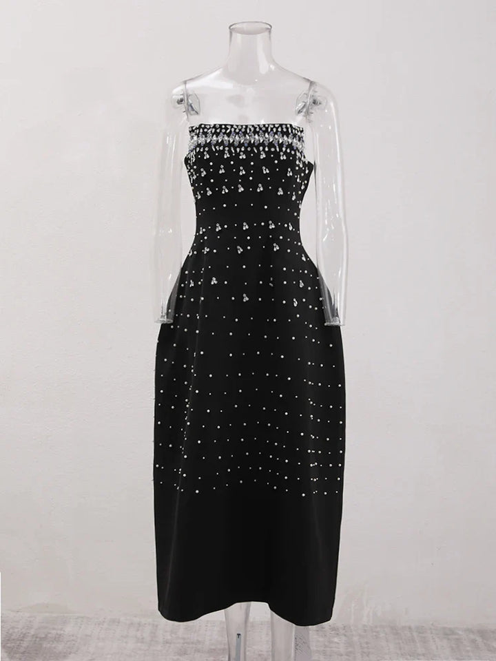Parisian Glam Diamond-Spliced Mini Dress