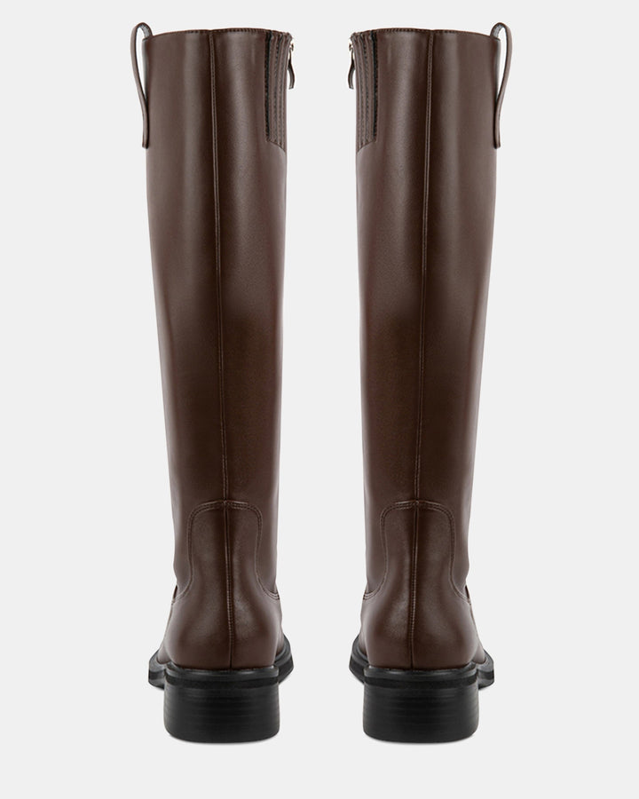 CALM BROWN COWHIDE LEATHER BOOTS