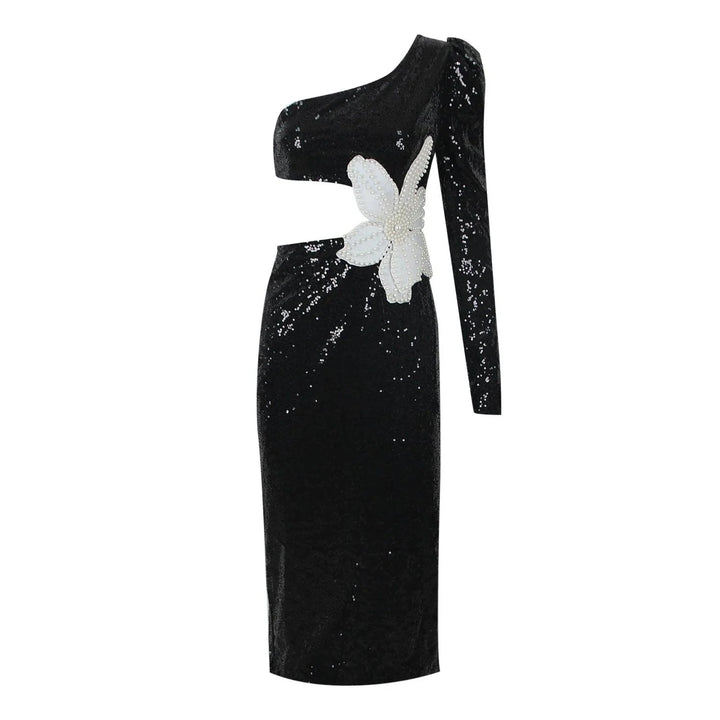 Midnight Blossom Asymmetrical Dress
