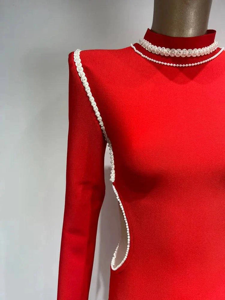 Scarlet Envy Turtleneck Midi Bodycon Dress