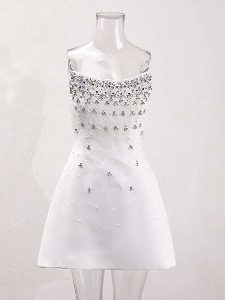 Parisian Glam Diamond-Spliced Mini Dress