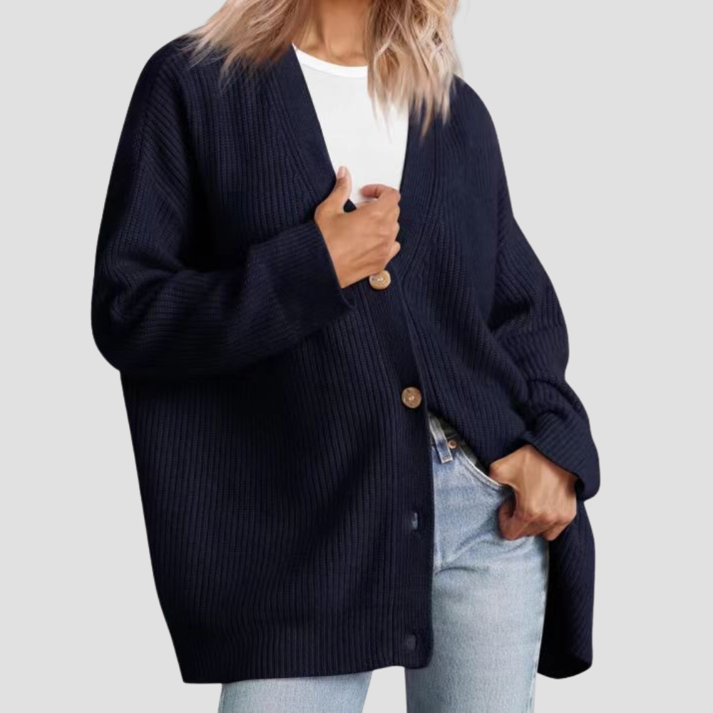 Caldria | Effortless Striped Knit Cardigan with Button Front