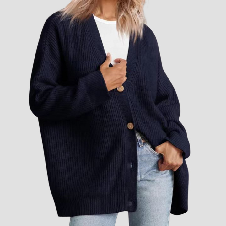 Caldria | Effortless Striped Knit Cardigan with Button Front