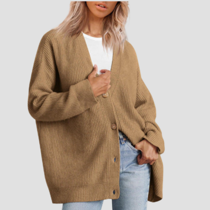 Caldria | Effortless Striped Knit Cardigan with Button Front