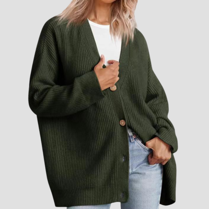 Caldria | Effortless Striped Knit Cardigan with Button Front
