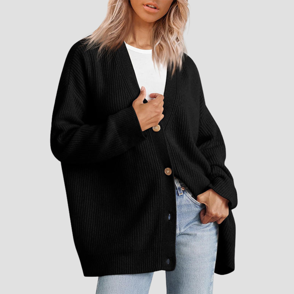 Caldria | Effortless Striped Knit Cardigan with Button Front