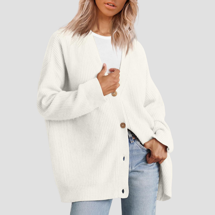 Caldria | Effortless Striped Knit Cardigan with Button Front