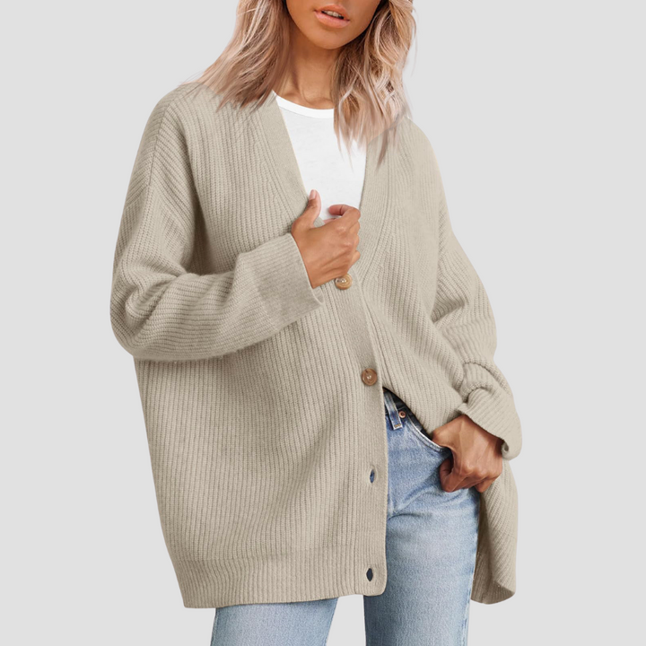 Caldria | Effortless Striped Knit Cardigan with Button Front