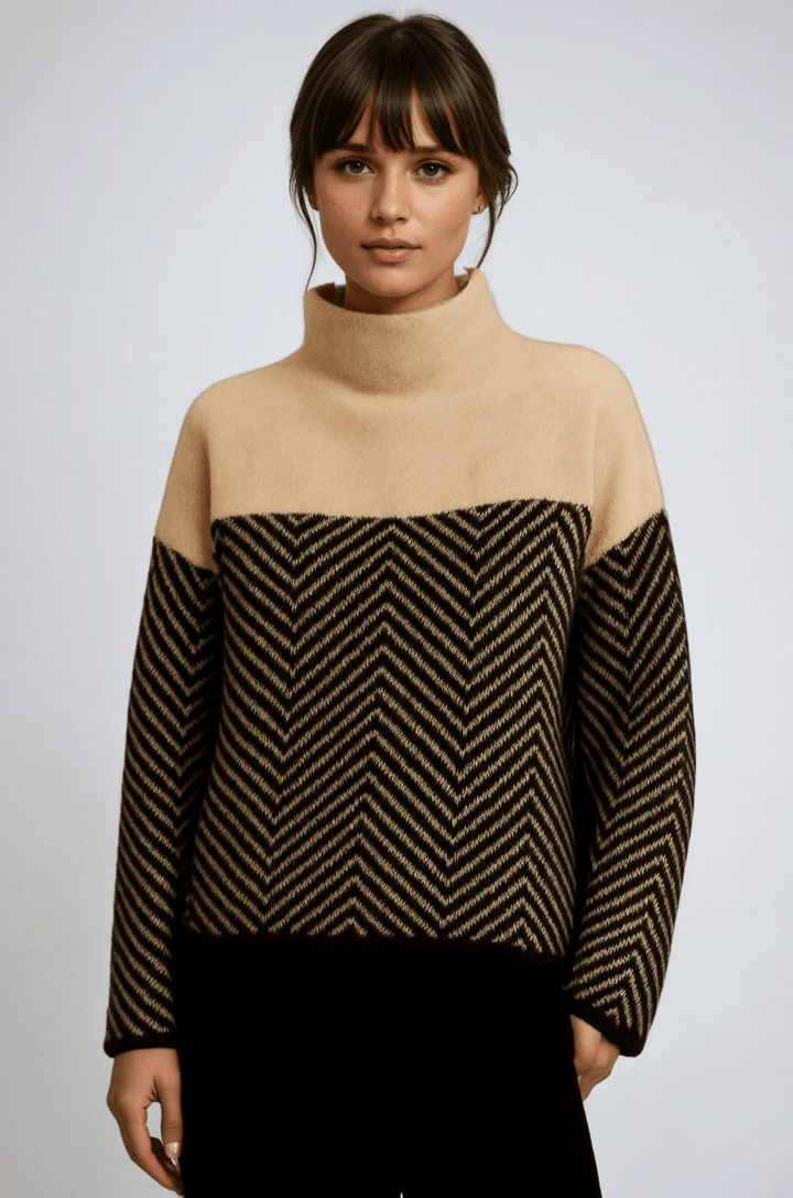 Margot | Chevron Knit Turtleneck Sweater
