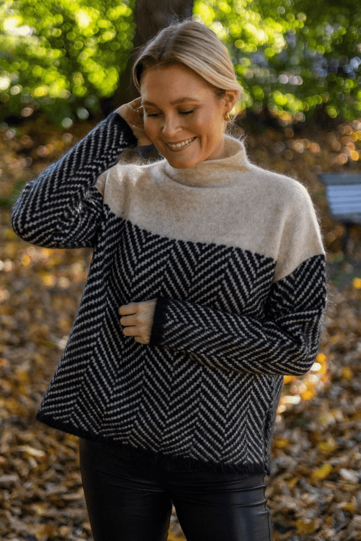 Margot | Chevron Knit Turtleneck Sweater