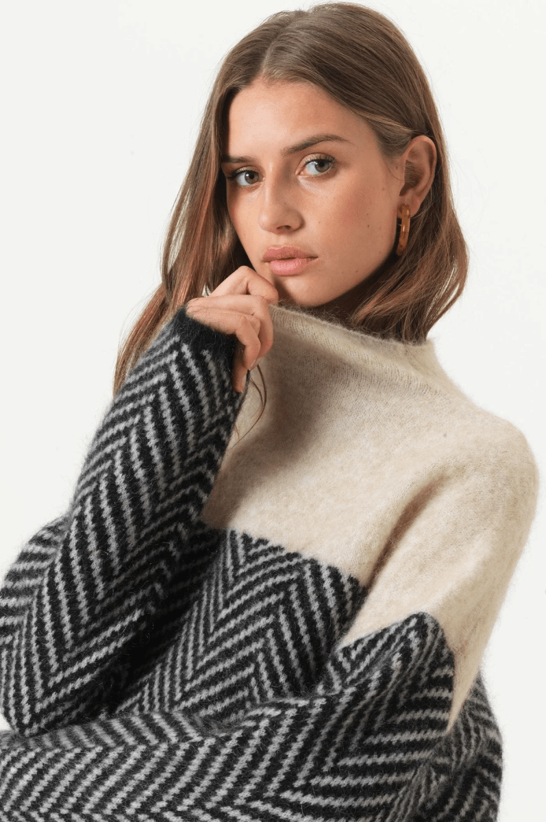 Margot | Chevron Knit Turtleneck Sweater
