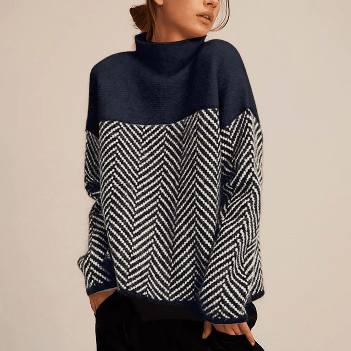 Margot | Chevron Knit Turtleneck Sweater