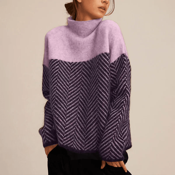 Margot | Chevron Knit Turtleneck Sweater