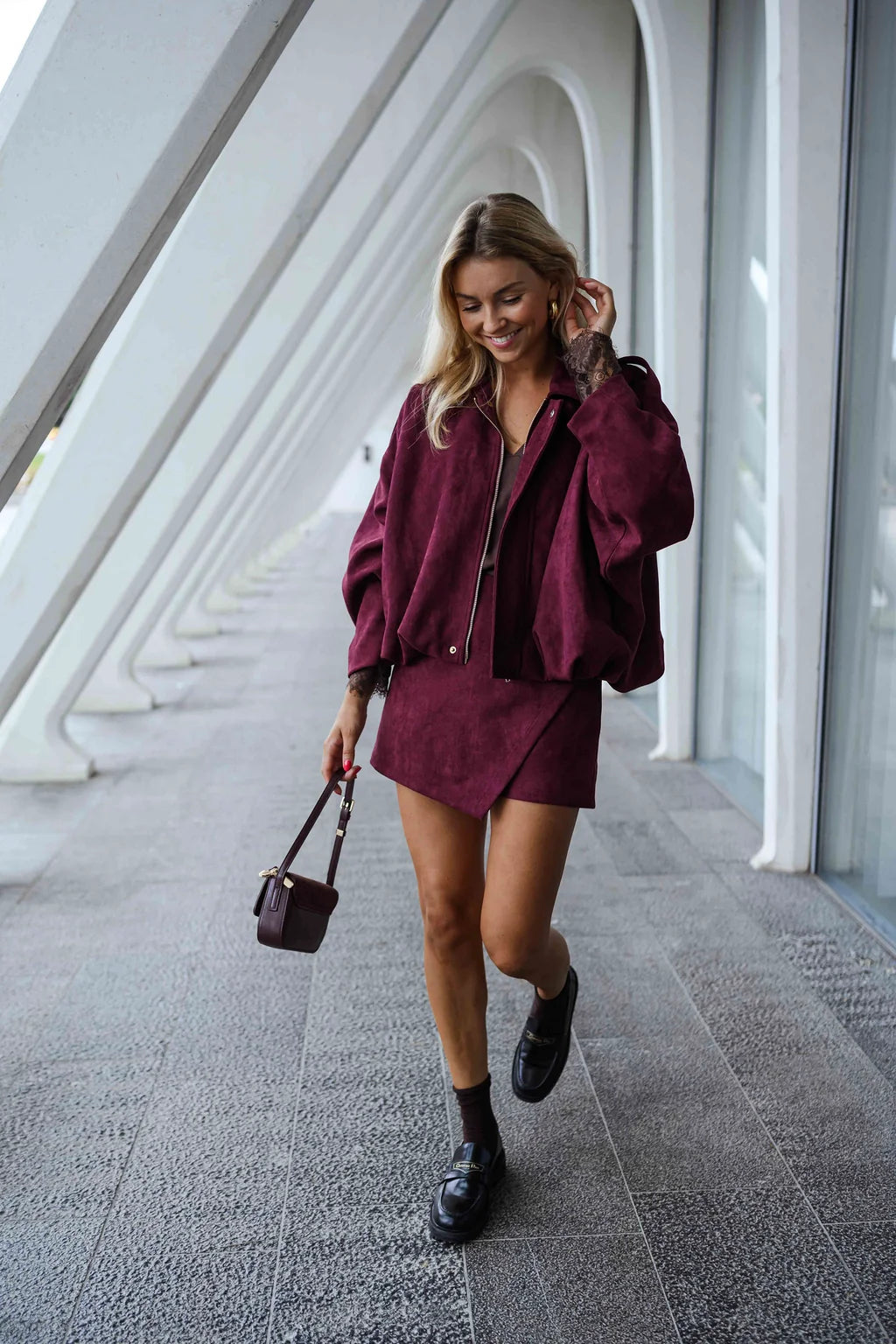 Amélie Suede Jacket Bordeaux
