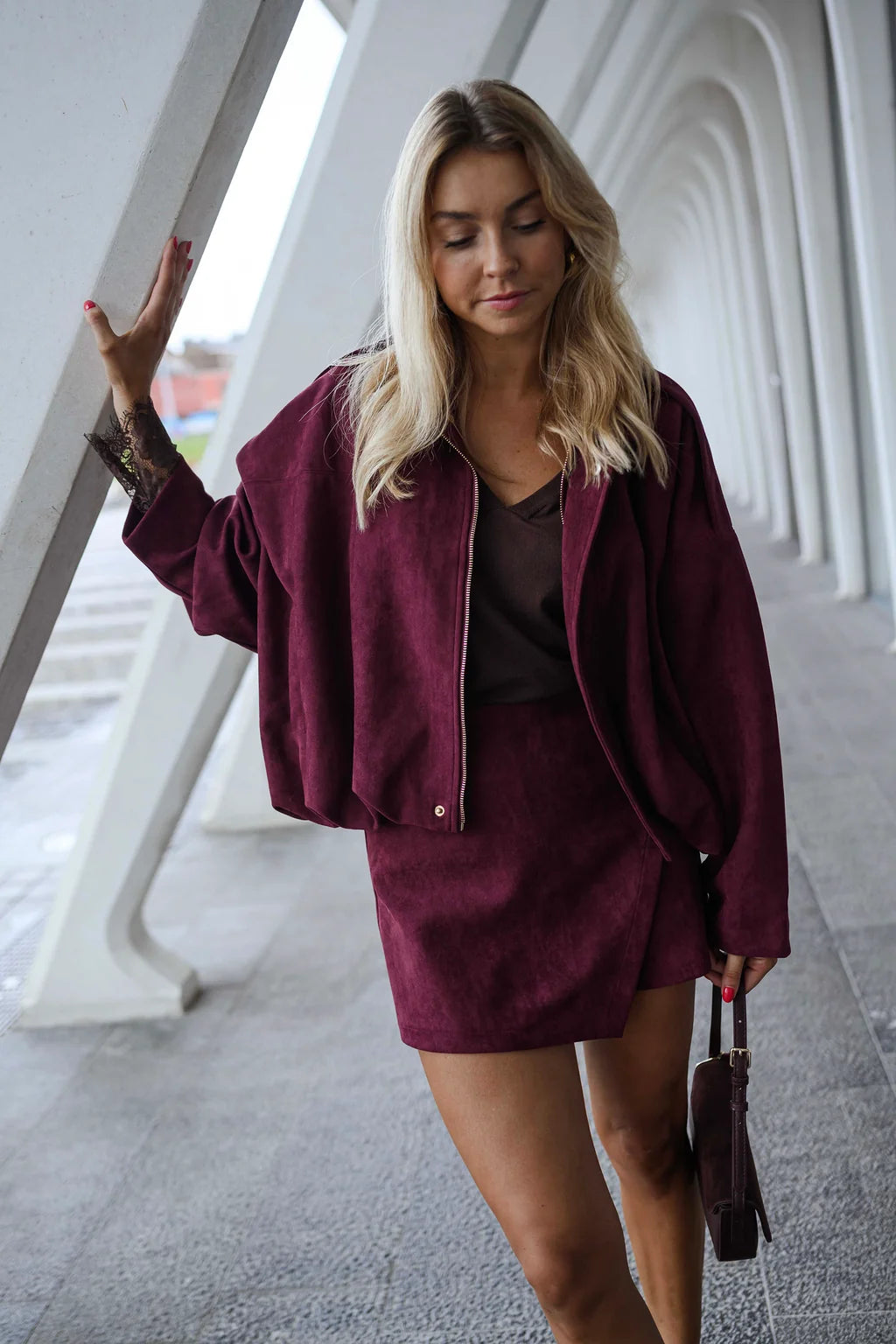 Amélie Suede Jacket Bordeaux